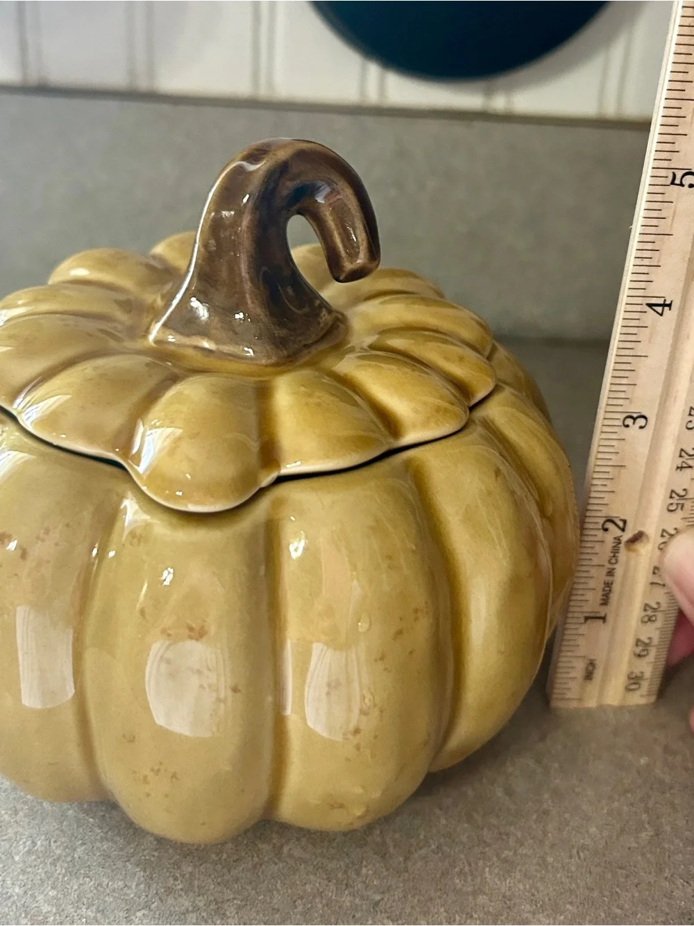 jcpenney ChrisMadden Home Collection Yellow Glazed Ceramic pumpkin candy jar